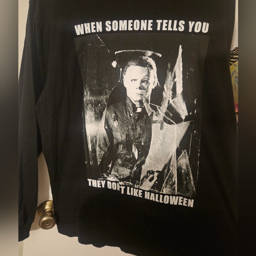 Black Graphic Halloween Womens Shirt
